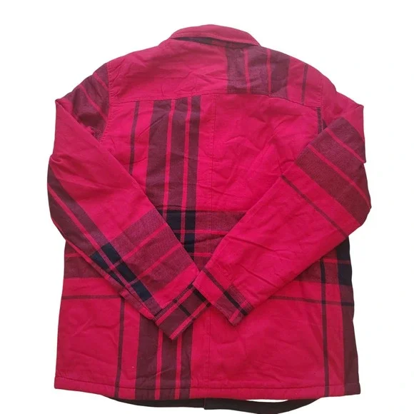 The North Face Campshire Sherpa Lined Flannel Shirt Jacket Red Black Plaid